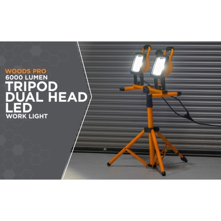 WOODS Coleman Tripod Work Light, 120 V, 144 W, 48-Lamp, LED Lamp, 6000 Lumens Lumens, 4000 K Color Temp WL40236S